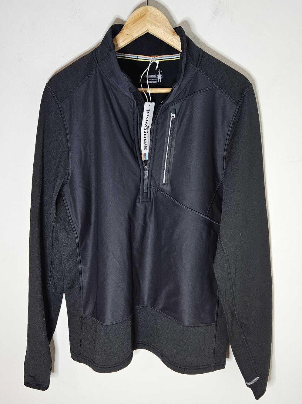 Smartwool Active Fleece Wind 1/2 Zip Jacket Black Men's M Medium NWT - Picture 2 of 10